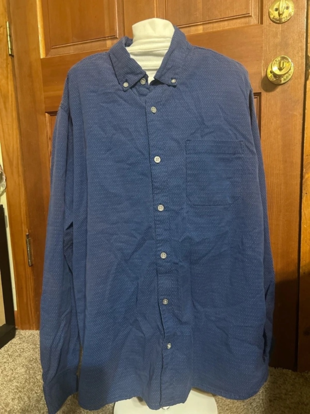 Carbon2Cobalt Button Up Long Sleeve Textured Dotted Pointillism Shirt Sz. L